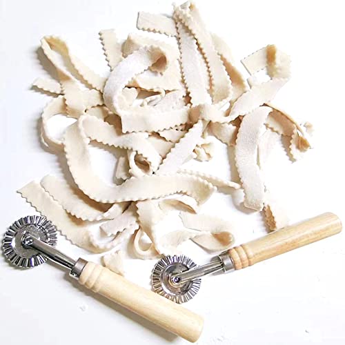 Mtomdy Ravioli Cutter Stamps With Roller Wheel Round Mold With Wooden Handle And Fluted Edge Pasta Press Pasta Cutter For Home And Kitchen Use- 1.6" Diameter （2Pcs） #TOP5