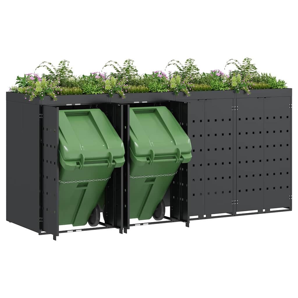Genérico Almacenamiento de Cubos Wheelie para 4 Cubos Antracita,Casa y jardín,Productos del hogar,Accesorios para contenedores de residuos,Soportes para contenedores de residuos-3394745