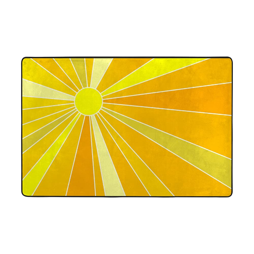 Grand tapis de sol orange jaune corail 152x99 cm en velours épais