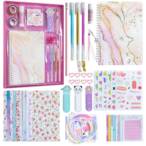 HoomTop Journal Kit for Girls Ages 8-12 2 Pack Scrapbook Diary Birthday Gifts Notebook Stationary Set