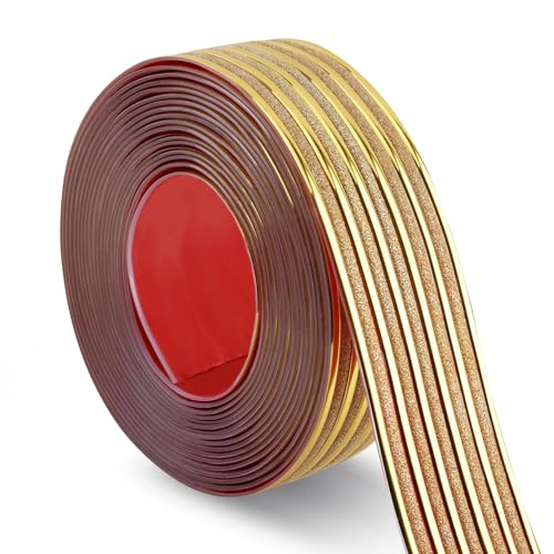 Soengsau Glittery Gold Finish Molding Trim, 196.8" L x 1.97" W Peel and Stick Decoration Strip for Ceiling, Wall, Tile Edge, Furniture Cabinet, Mirror