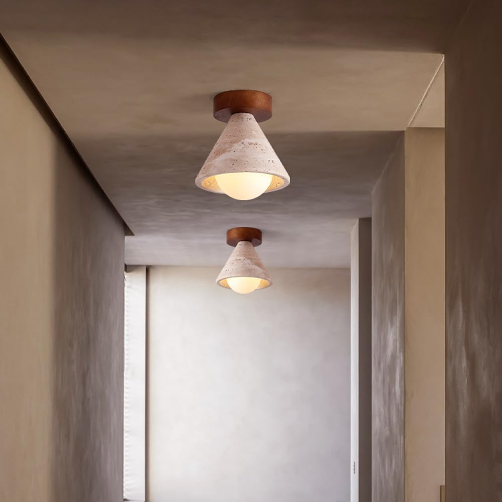 Genérico Lámpara de Techo Moderna de Estilo Natural - Montaje Semiempotrado de Estilo Industrial Vintage para Baño Porche Y Cocina