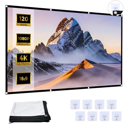 PIWOSGOL Beamer Leinwand 120 Zoll, 16:9 HD Faltbare Beamer Leinwand Outdoor, Knitterfrei und Leicht zu Tragen - Besonders Geeignet für Outdoor, Camping, Zuhause