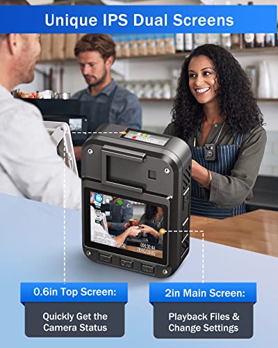 Boblov F2 Body Worn Camera 64Gb With 3000Mah Battery, Wifi Gps Enabled, Duall Screens Support 8-10Hours Recording For Recorder #TOP2