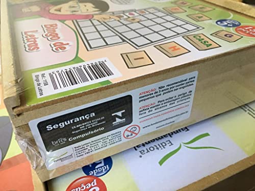 Jogo Bingo De Letras Alfabetização Divertida Com 156 Peças Em MDF Caixa Em Madeira Educativo