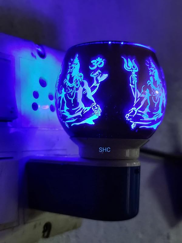 SHREE HANS CREATION | Kapur Dani Electrical Camphor Diffuser. Glass Kapoor Dhani & Essential Oil Diffuser with On Off Switch to Toggle Between Burner & Lamp (Shiva)