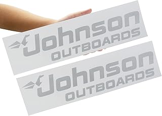 2Pc Johnson Outboards Decals Stickers Fit for Boat Motor (White)