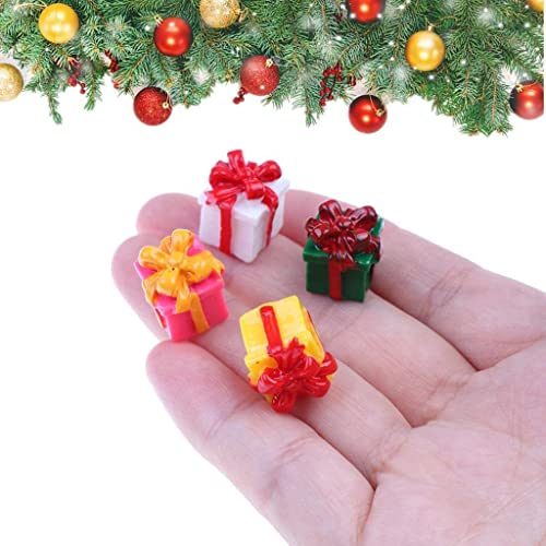 Acewen 36Pcs Mini Box Ornaments Green Resin Present Box Miniature With Red Bowknot For Christmas Miniature Scenes Micro Landscape Accessories Diy Xmas Crafts Tabletop Decors #TOP2