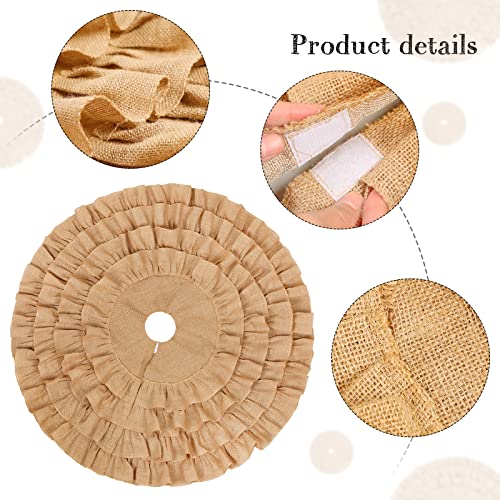 Kasyat Burlap Christmas Fall Tree Skirt Boho Ruffled Trim Collar Linen Rustic Decorations For Farmhouse Thanksgiving Winter Xmas Party Supply (39.4 Inch), Au-220715-C #TOP3