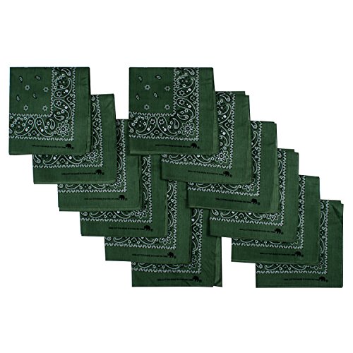 Elephant Brand Bandanas 100% cotton since 1898-12 Pack (Hunter)