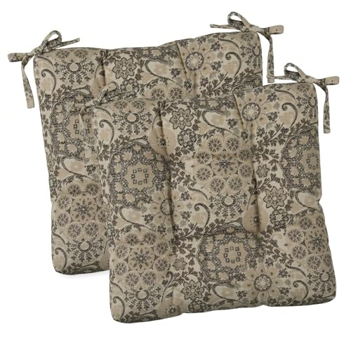 RSH DECOR Outdura Tufted Chair Cushions Set of 2 | 18" x 18" | All-Weather Square Cushions for Patio Furniture | American Made | Crafted with Outdura Performance Fabric (Marrakech Espresso)
