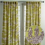 Picture of Maison d' Hermine Curtains for Living Room 100% Cotton 96 inch Length Two Panels Light Filtering Toile Curtains for Bedroom Windows with Rod and Loop Pockets Drapes (Calais Celery, 50" W x 96" L)