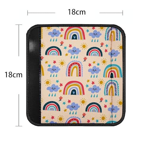 Image of 2 Pack VegaPunkLab Seat Straps Shoulder Pads for Kids - Seat Belt Cover Pad, Perfect for Car Booster Seats, Strollers, High Chair, Backpacks, and More, Rainbow