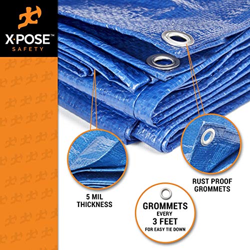 image for Xpose Safety Better Blue Poly Tarp 5' x 7' - Multipurpose Protective C