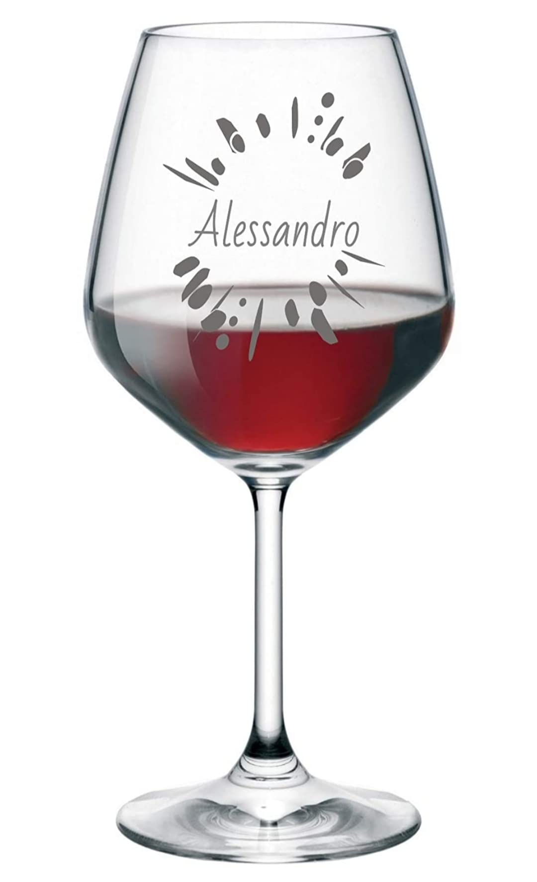 Bicchiere da vino personalizzato, calice da vino rosso inciso al laser, 530 ml, set da vino personalizzato con nome, iniziali e data, migliore idea regalo – Quantità (2)