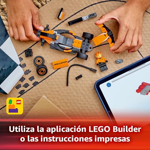 Miniatura 6 de LEGO City Piloto de F1 con Coche McLaren, Juguete de Construcción con Mini Vehículo de Fórmula 1 y Minifigura para Juegos de Carreras, Regalo de Cumpleaños para Niños y Niñas de 6 Años o Más 60442