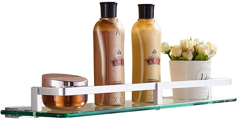 Bathroom Shelf Aluminum Glass Shelf Bathroom Single Layer Mirror Front e Wall-Mounted Cosmetic Storage Rack (Color : Clear, Size : 5013cm) (Clear 4013cm)