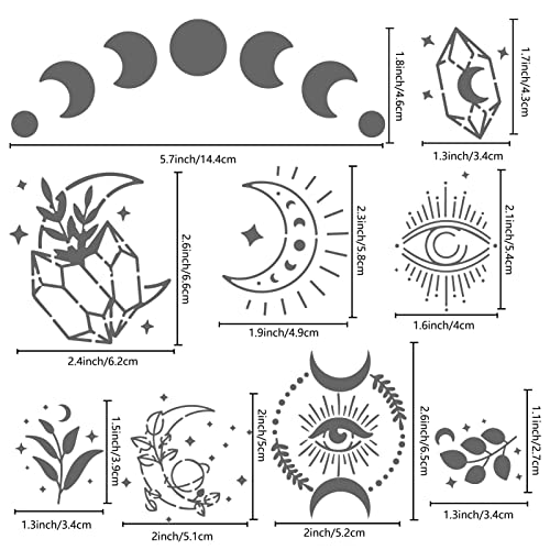 GORGECRAFT 6.3 Inch Metal Moon Phase Stencil Stainless Steel Template Reusable Stencils Journal Tool for Painting on Wood Burning Pyrography Engraving Canvas Decor Home DIY Craft Scrapbooking - Image 3