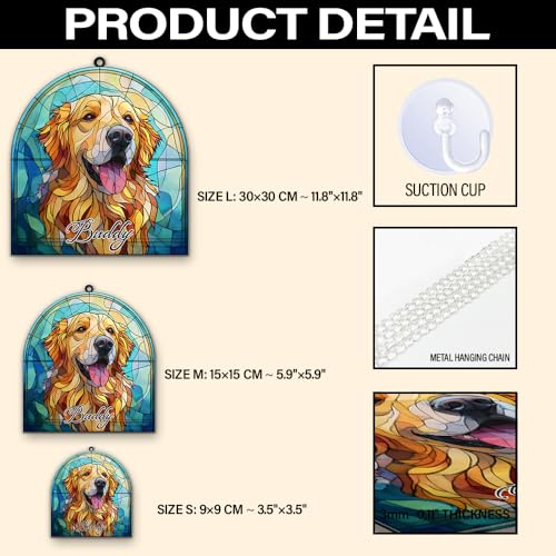 Personalized Golden Retriever Suncatcher – Elegant Faux Stained Acrylic Pet Ornament – Perfect Gift for Dog Lovers and Pet Memorials - Image 8