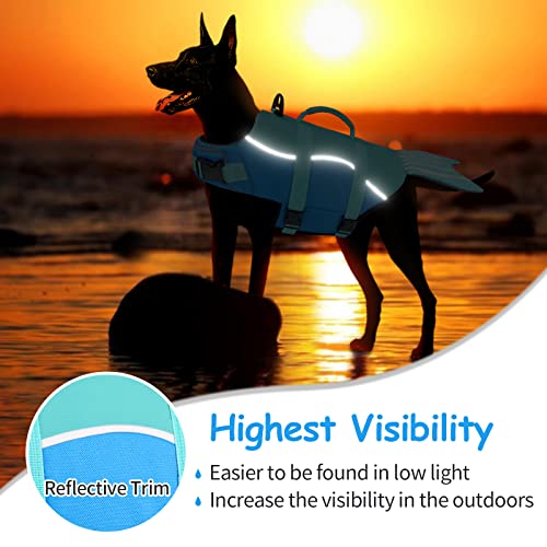Malier Dog Life Jacket, Ripstop Dog Life Vest Adjustable Dog Life Preserver With Strong Buoyancy And Durable Rescue Handle Puppy Life Jacket For Small Medium Large Dogs Swimming Boating (Medium) #TOP3