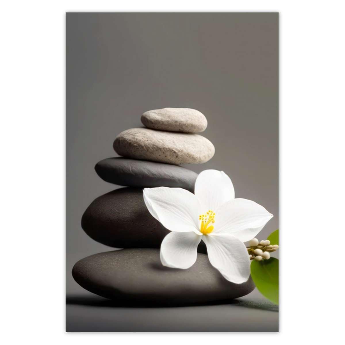 Sticker mural fleurs blanches et pierres SPA 80x120 cm H10754Z_NS1C