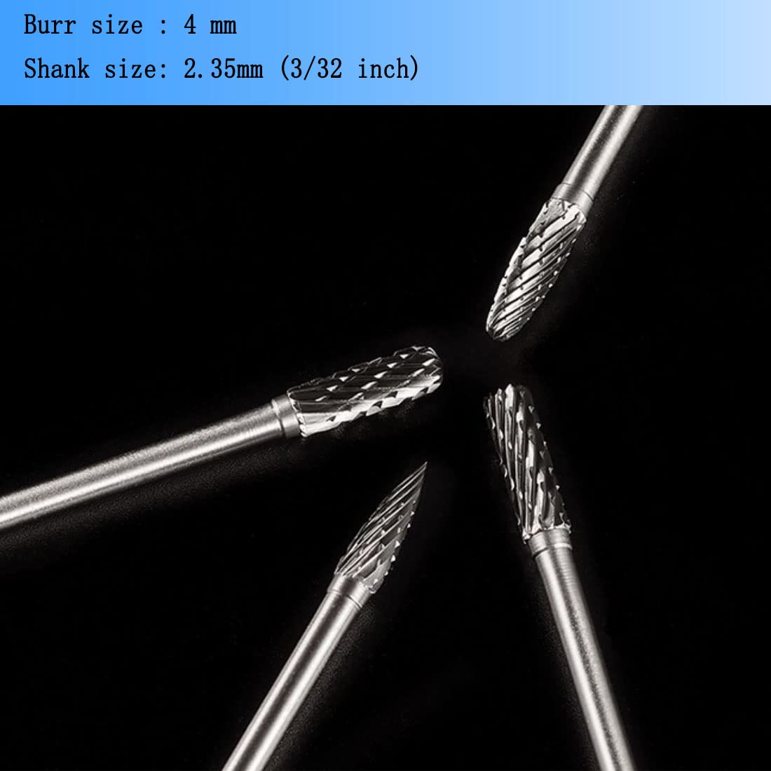 10 Pcs Ø4 x 2.35 mm Aluminum Cutting Carbide Burr — Amazon image 4