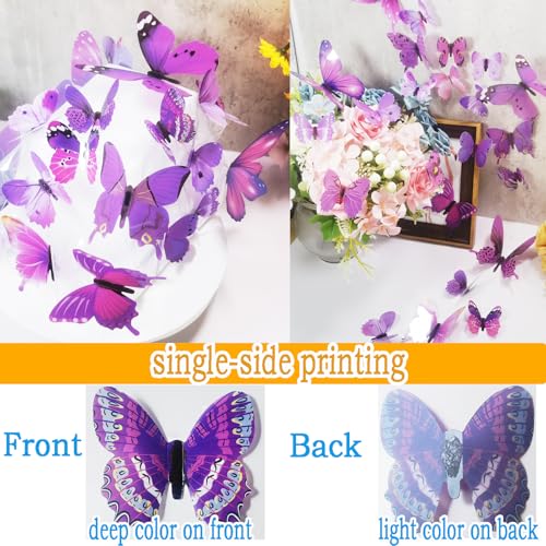 Vinilos Decorativos Mariposas 3D 24 Piezas Morado miniatura 6