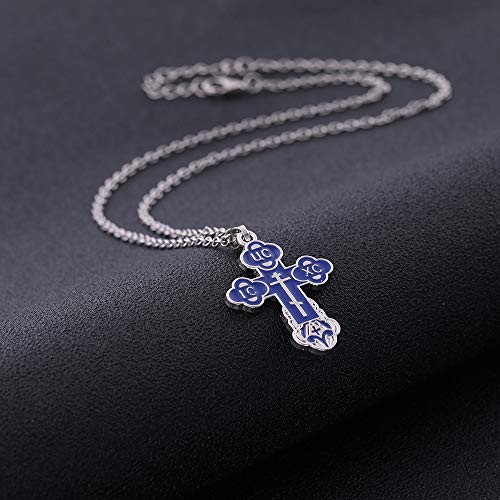 TEAMER Cross Necklace Russian Orthodox Crucifix Eastern Church Necklace Religious Christian Prayer Jewelry for Men Women3