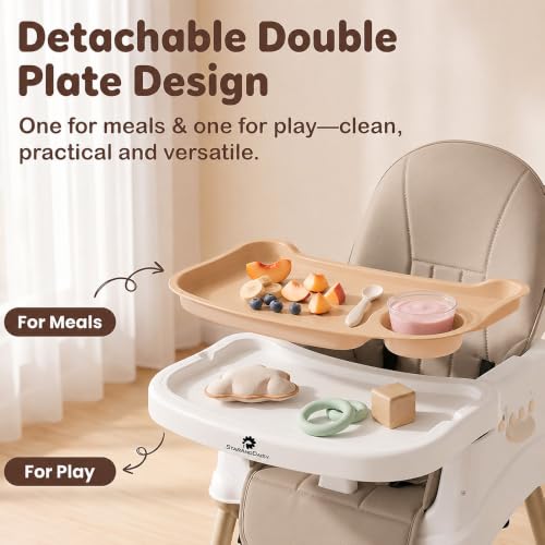 Image of StarAndDaisy High Chair for Baby /Baby Feeding Chair for 0 to 5 Years with 4 in-1 Multifunctions /High Chair with Wheels,Height Adjustable, Detachable Tray & 3-Point Safety Belt.