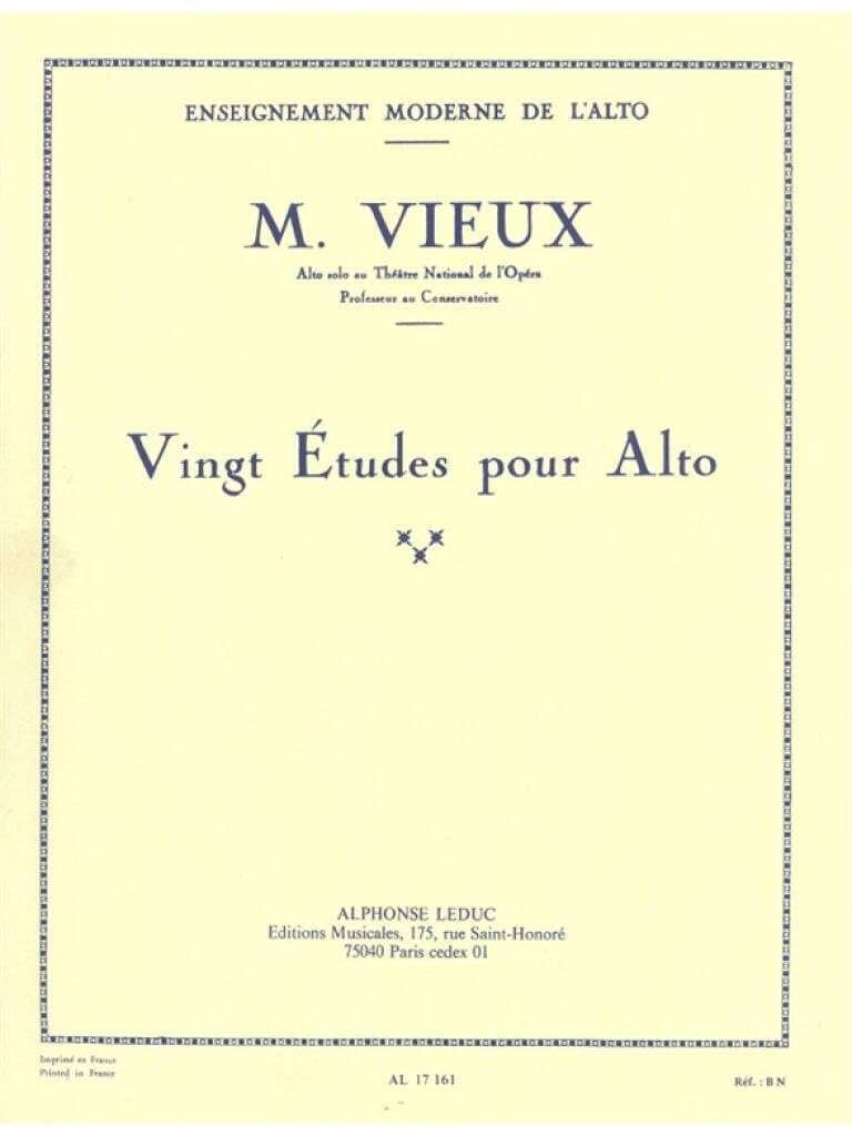 20 Études pour alto partitions de musique d'apprentissage