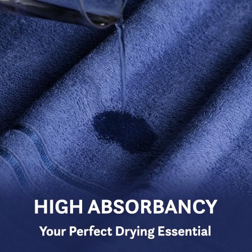 Image of MYTRIDENT Bath Towel | Comfort Living | Quick Drying | Travel Friendly | for Men /Women | 1 Piece Large Size | 100% Cotton 400 GSM | 70 x 140 cms - New Navy
