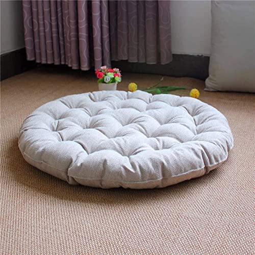 Sittkudde, japansk rund futon, stor linne tatami golvkudde, tjock tuftad bomull sittdyna, enfärgad golvkudde, yoga meditationskudde balkong O (storlek: 55 x 55 cm (22 x 22 tum), färg: lila)