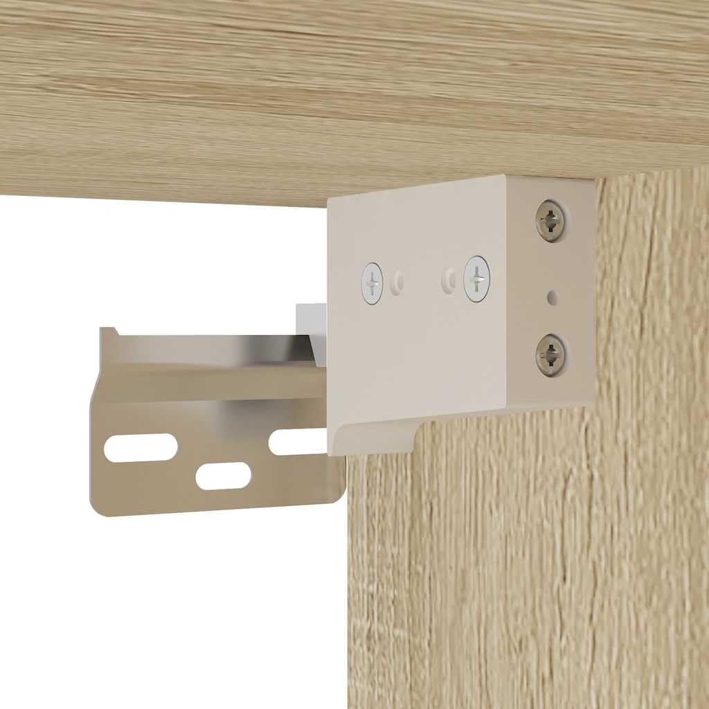 Set Mobili da Bagno 4 Pezzi Rovere Sonoma e Metallo | Arredo per il bagno con mobile specchio, sottolavabo e due colonne salvaspazio in stile industriale.