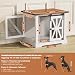 Hundekäfig, 73 cm Hundebox, Dreitüriger Hundekäfig für zu Hause, Schiebetür, Modernes Holz-Hundehäuschen, Kleine Hunde und Welpen, Verstärktes Design, 73x51x60 cm, Weiß