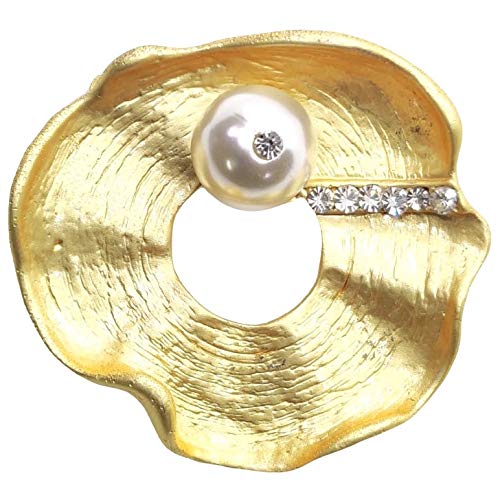 FURE Metal Pearl on Platter Brooch (Matt Golden) for Men & Women (B089S2KCS7) Amazon Price History, Amazon Price Tracker