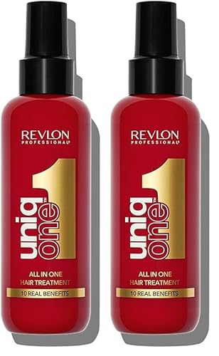 Revlon Professional UniqOne, Masque en Spray Sans Rinçage (150 ml), Soin Cheveux Nourrissant et Réparateur, Formule Vegan, Tous Types de Cheveux, Classique Rouge (Lot de 2)