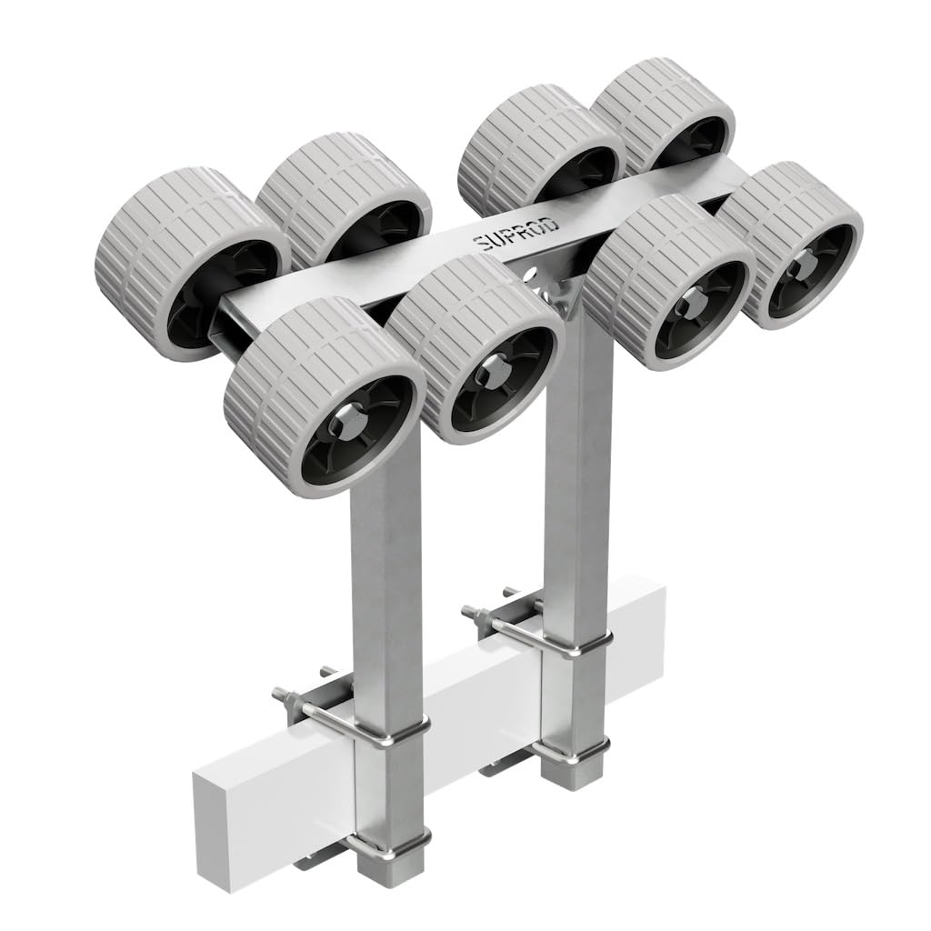 SUPROD 8er Sliprollen mit 2 Stützen Sliphilfe Bootstrailer Eva RKSRLB-8D-EVA, Ø 120 mm