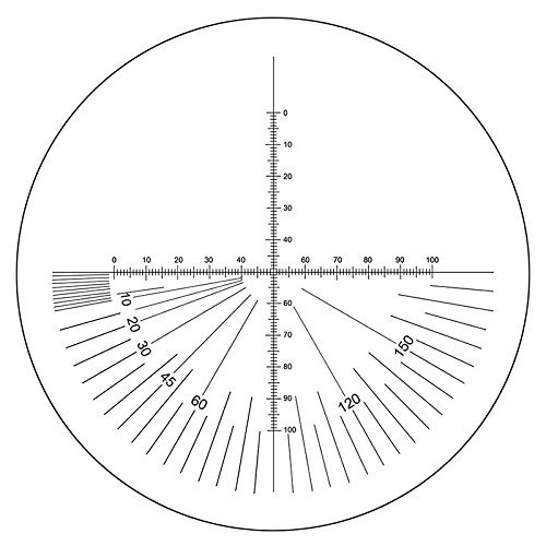 BoliOptics Microscope Eyepiece Reticle Cross Line Micrometer Ruler, 180° Angle, Dual Axis Crosshair Scale Dia. 22mm, 10mm/100 Div. RT20121141