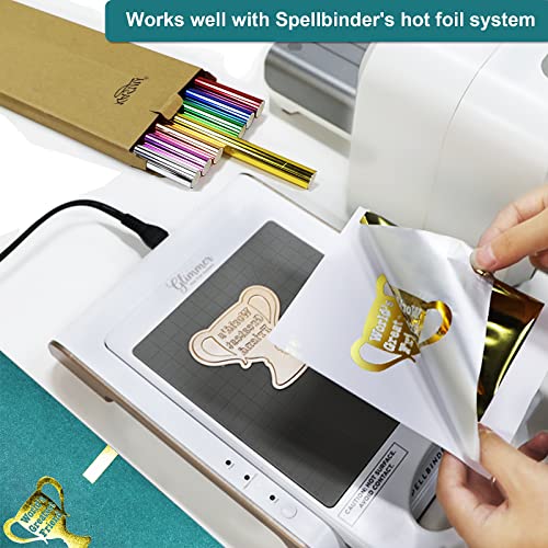 Kasyu Transfer Foil Paper Bundle For Cricut Foil Transfer Kit/Spellbinders/Foil Quill/Heat Foil Pen,12Inx9.84Ft Gold & Silver 2 Pack Heat Transfer Foil Roll,Hot Foil Transfer Roll For Craft Projects #TOP5