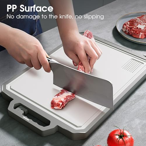 Planche à découper en acier inoxydable double face premium avec base debout - 3