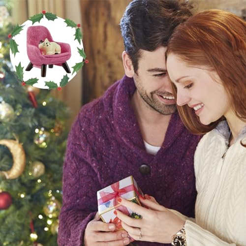 image for Refintural Miniature Cat Figurines with Small Sofa - Resin Mini Cat Fi