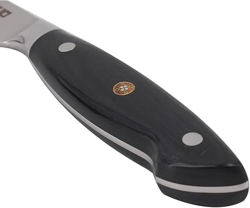 Miniatura 4 de Ketuo Cuchillo de chef profesional de acero al carbono de Damasco con hoja de patrón láser y madera de Pakka negra (cuchillo para carne de 4.5