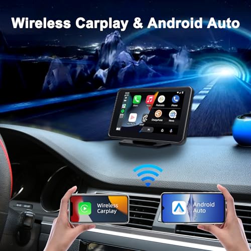 Image of Plimpton 2026 Carplay for Android Auto Screen for Car, 7'' Touch Screen Wireless Car Play Driveplay Multimedia Player with Backup Rear Camera, Voice Control, FM, Mirror Link