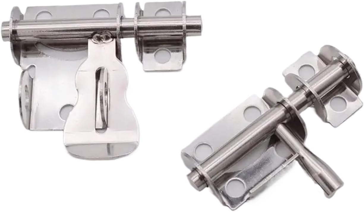 Gate Latch 24pcs Stainless Steel Door Security Lock Buckle Anti-Theft Door Latch Solid Sliding Bolt Hasp Safety Toilet Wooden Door Lock for Secure Yard and Garden(A)