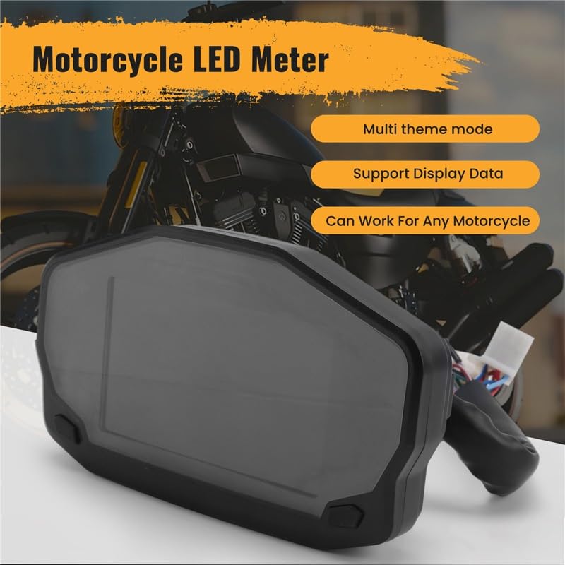 Cuentakilómetros Motocicleta Accesorios para Motocicletas, velocímetro LED, odómetro Digital ABS, Conjunto de indicador Combustible, Panel Instrumentos, para Cilindros 1, 2 y 4