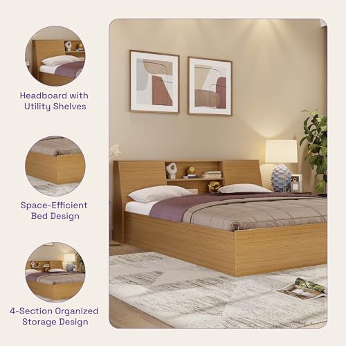 Image of Wakefit Bed | 1 Yr Warranty | King Size Bed, Comes with Storage Box, Noise Free, Density: 680-750 kg /m, Termite & Borer Resistant, Fits Mattresses Up to 8 Inches (Orion 78 x 72 - Urban Teak)