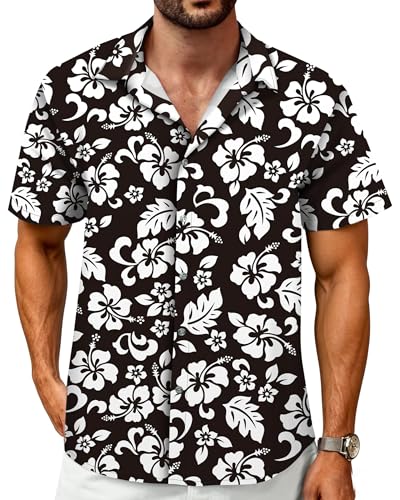 Image of Hawaiian Shirt for Men Tropical Shirts Summer Beach Button Down Short Sleeve Luau Aloha Floral Cruise Vacation Outfit 2026