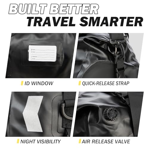 Bolsa seca impermeable 40L - Bolsa de lona resistente para motocicleta, kayak, navegación y camping - Bolsa estanca con válvula de aire y bandas reflectantes para hombres y mujeres miniatura 4