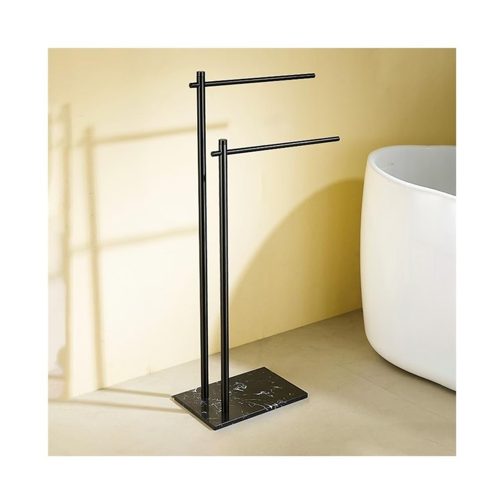 towel rail Bathroom Vertical Floor-standing Marble Towel Rack Hotel Storage Toilet Bar(Black)
