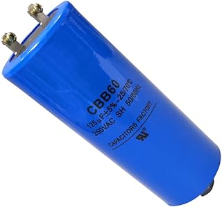 COCAPCO CBB60 250VAC 125uF Run Capacitor 125MFD 250V AC 125 uF MFD Blue 50x123mm 25/70/21 W/Fixing Stud UL Cap